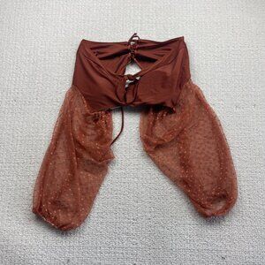 Y2K Cropped Bolero Shrug Sheer Balloon Sleeve Rust Boho Festial Coquette Sz 3XL